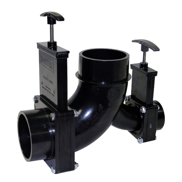 Valterra ELL DOUBLE ROTATING VALVE, 3IN SPIGOT X 1-1/2IN HUB X 3IN SPIGOT OUTLE T81A - main